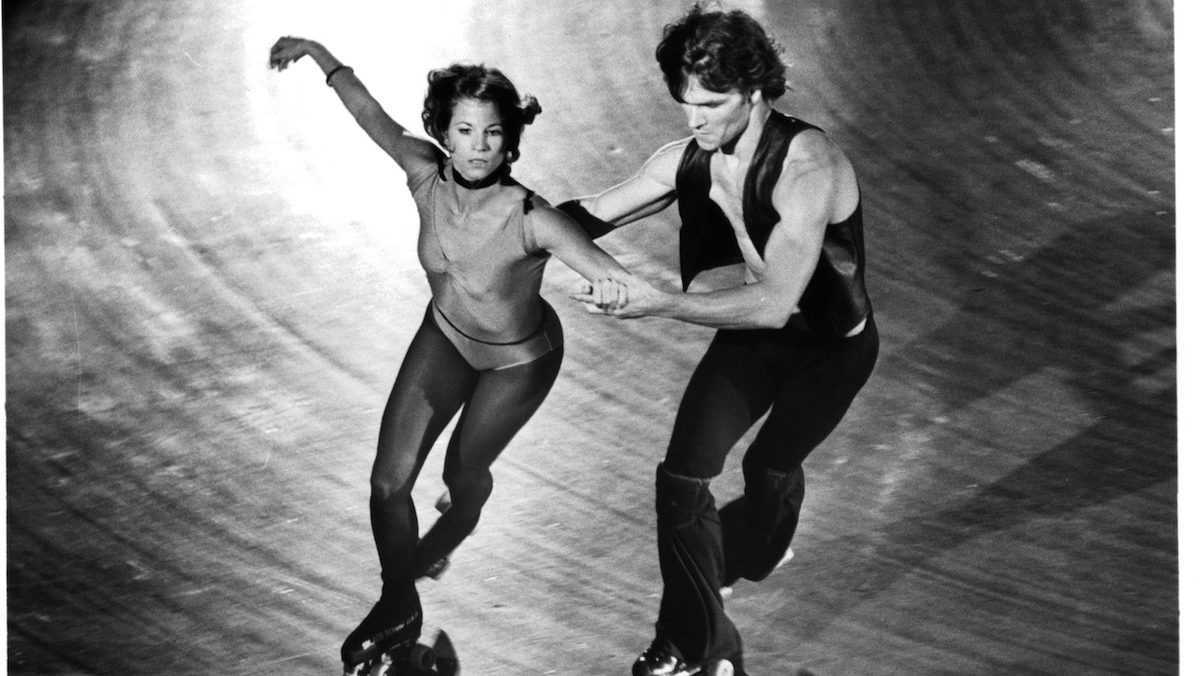 April Allen i Patrick Swayze w Skatetown, USA, 1979