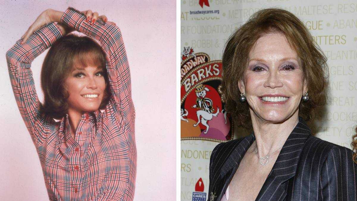Cast di Mary Tyler Moore: Mary Tyler Moore sorride nelle foto affiancate