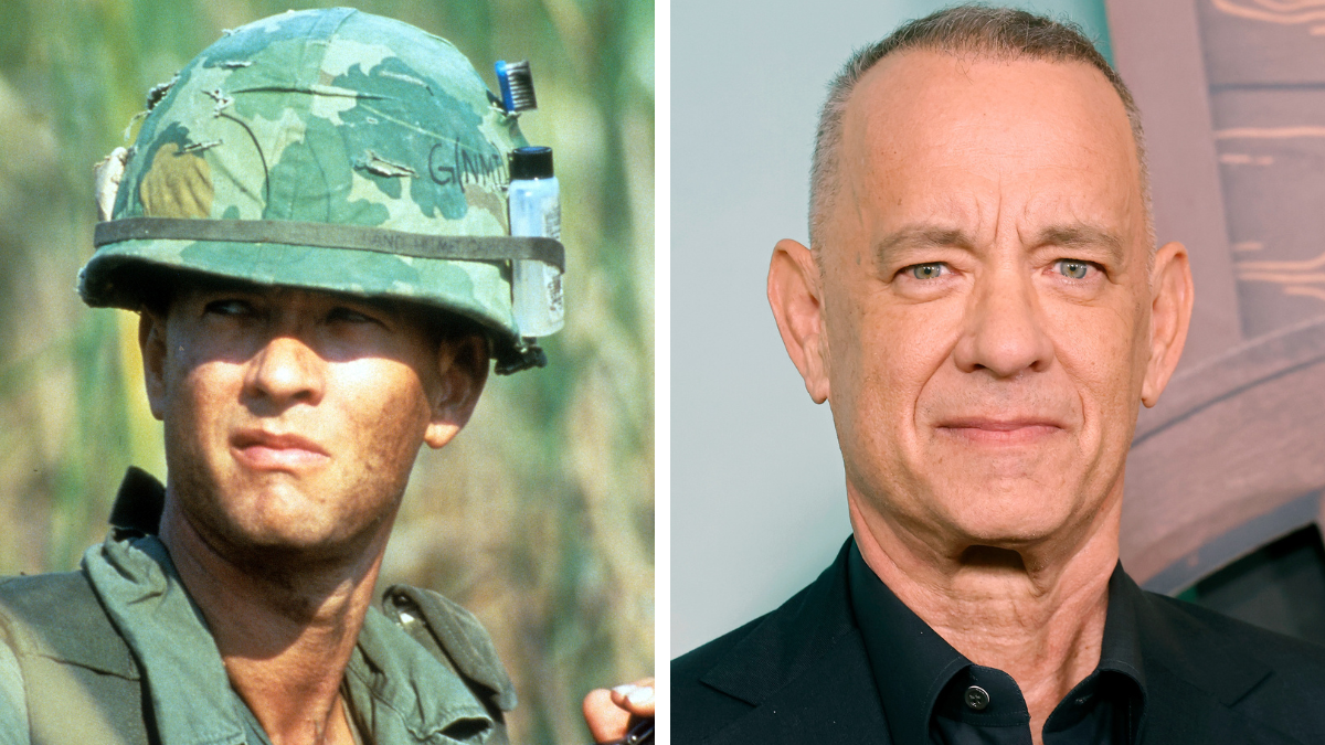 Tom Hanks no elenco de Forrest Gump em 1994 e 2023