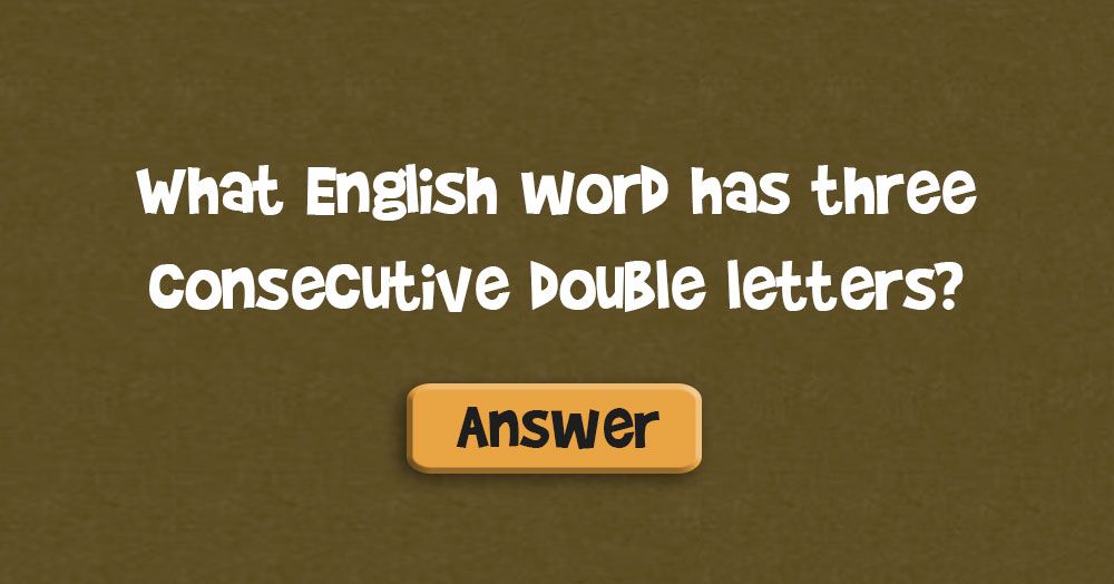 Aké anglické slovo má tri po sebe nasledujúce dvojité písmená?
