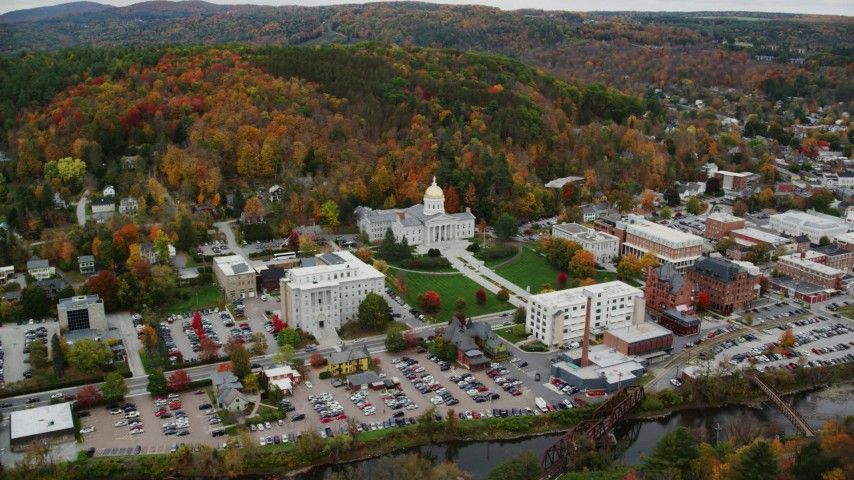 bovenaanzicht van de stad Montpelier, Vermont