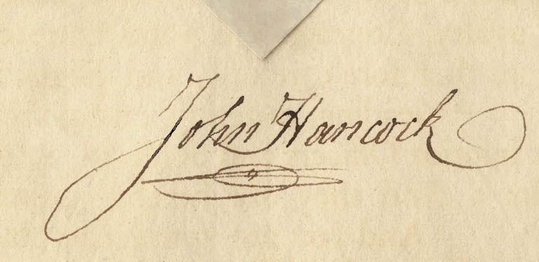 podpis Johna Hancocka