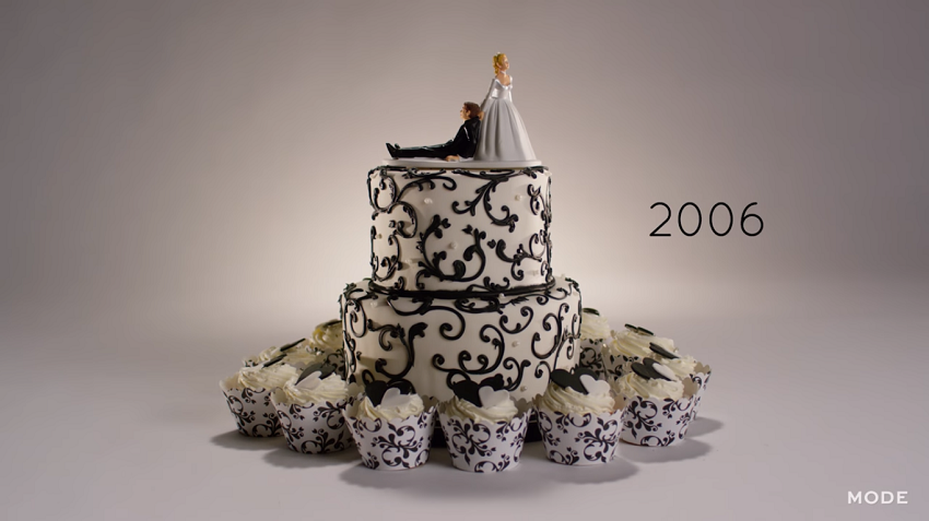 2006 svatební dort s cupcakes