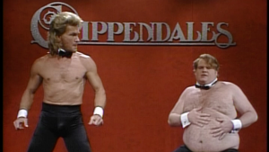 Tanto Swayze como Farley dieron actuaciones perfectas para la parodia de Chippendales en